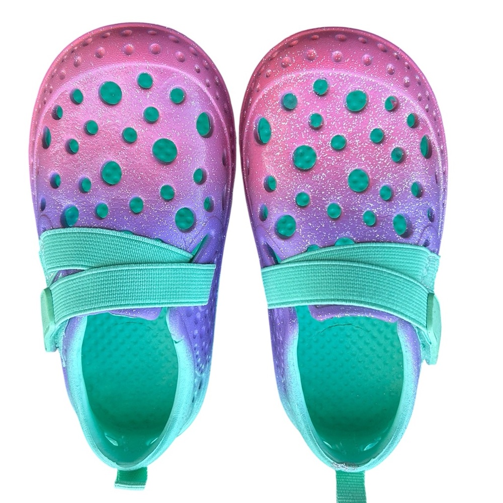 Western chief Kids' Glitter Gradient Slip-On Clogs with Aqua Strap size 9